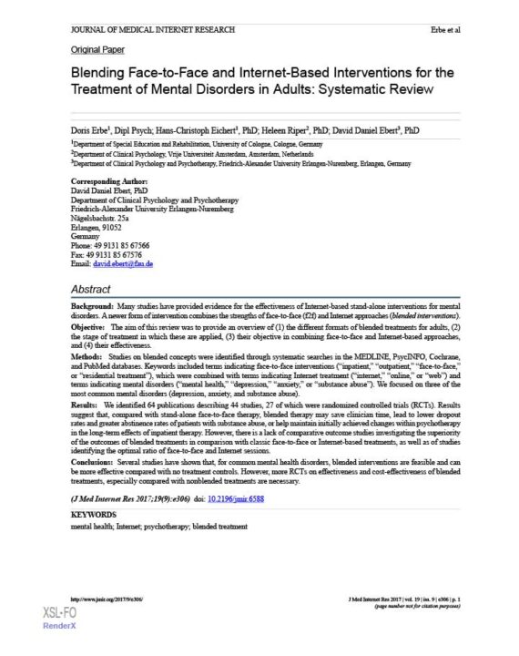 blending-face-to-face-and-internet-based-interventions-for-the-treatment-of-mental-disorders-in-adults-systematic-review